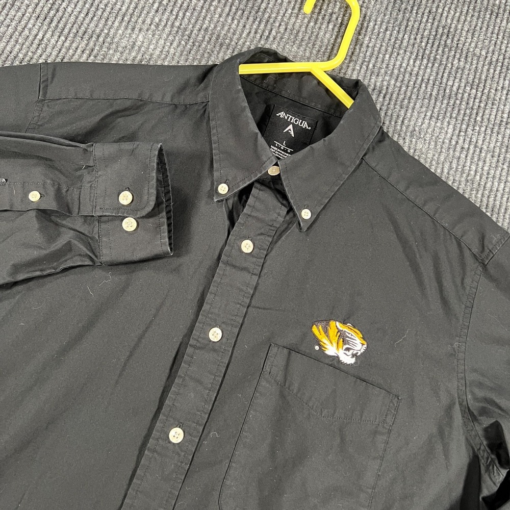 Missouri Tigers Mizzou Shirt Mens Large Black Long Sleeve Button Down Antigua‎